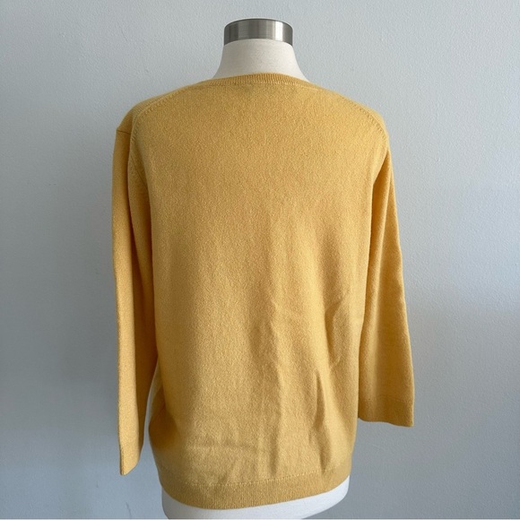 New Iris Von Arnim Cashmere Silk Yellow Crew Neck Sweater - Picture 3 of 11